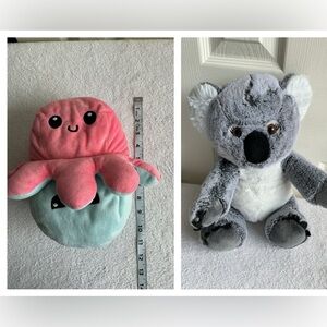 Bundle Adorable Pink and Blue Reversible Octopus Plush & Koala